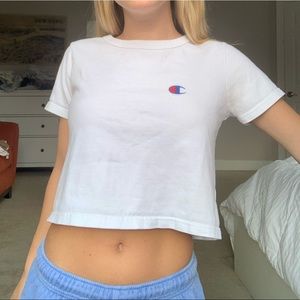 White Champion Cropped tshirt XS